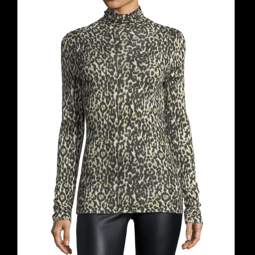 Club Monaco "Julie" leopard-print top turtle neck